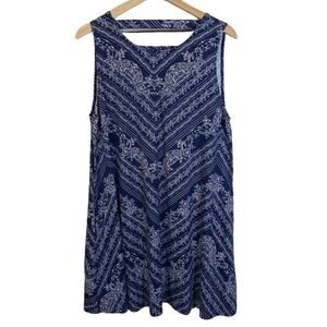 Nine Britton Navy Blue White Floral Casual Mini Dress Back Privett Detail Sz XXL